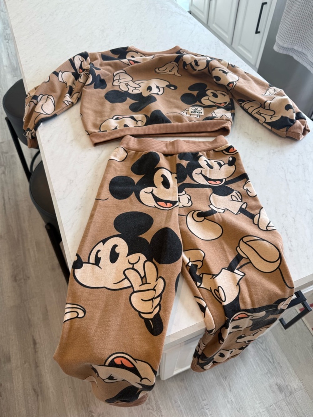 Disney Brown and Black Mickey Mouse Kids Pajama Set